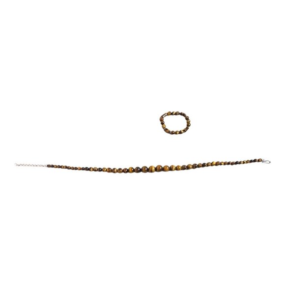 Jay King Tigers Eye Beaded Necklace & Bracelet Set DTR Sterling Silver Clasp Lot - Picture 13 of 14